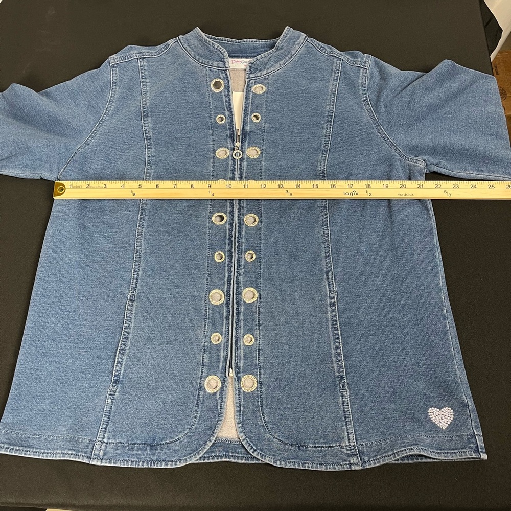 DreamJeannes Quacker Factory Blue Jean Jacket with Rhinestone Eyelet Accents - Picture 8 of 8